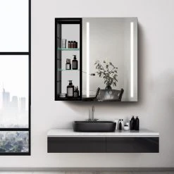 JimsMaison 30" Aluminum Surface Mount Medicine Cabinet With Mirror And Open Shelves -Laural Home Shop 7261202c0311cc4a 7500 w800 h800 b0 p0