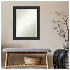 Amanti Art Shipwreck Black Narrow Petite Bevel Bathroom Wall Mirror 22 X 28 In. -Laural Home Shop 736105bc03b790bf 7805 w800 h800 b1 p0