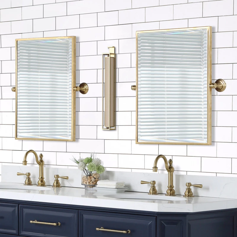 Water Creation Water-Creation Empire 18"x24" In. Metal Rectangular Mirror In Satin Gold PVD 5 Water Creation Water-Creation Empire 18"x24" In. Metal Rectangular Mirror In Satin Gold PVD - Image 3