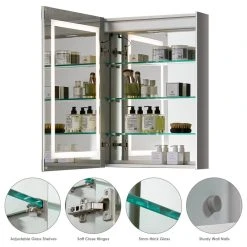Altair Bojano 24" Clear Glass Surface-Mount/Recessed LED Mirror Medicine Cabinet 26 Altair Bojano 24" Clear Glass Surface-Mount/Recessed LED Mirror Medicine Cabinet -Laural Home Shop 73d1e45502c4e9f5 8103 w800 h800 b1 p0