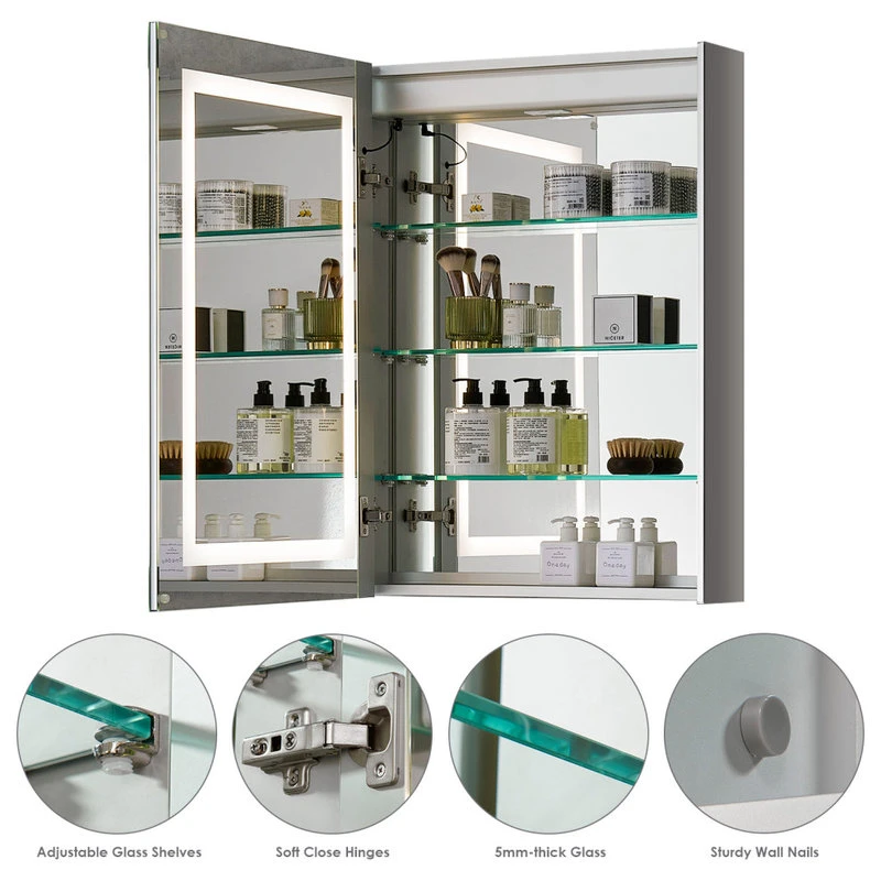 Altair Bojano 24" Clear Glass Surface-Mount/Recessed LED Mirror Medicine Cabinet 12 Altair Bojano 24" Clear Glass Surface-Mount/Recessed LED Mirror Medicine Cabinet - Image 10