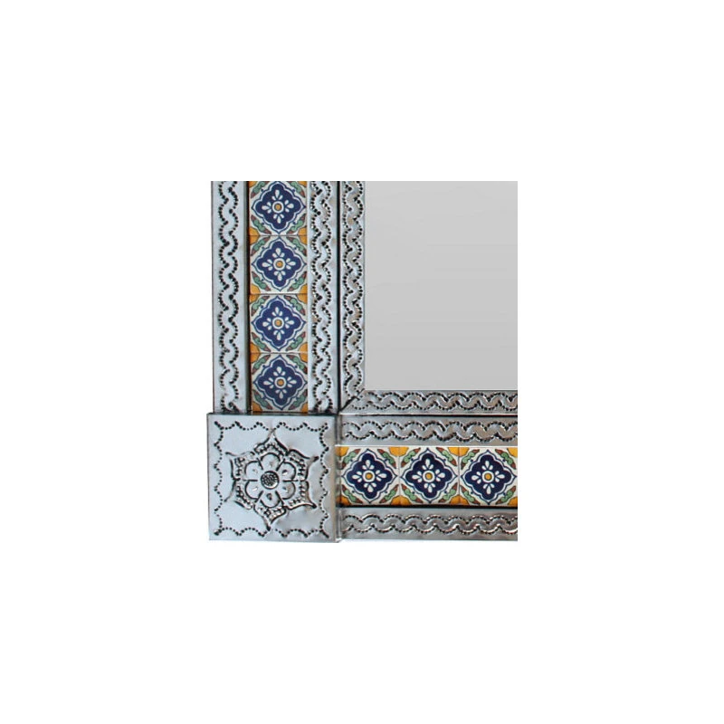 Fine Crafts & Imports Large Silver Guadalajara Tile Mexican Mirror 4 Fine Crafts & Imports Large Silver Guadalajara Tile Mexican Mirror - Image 2