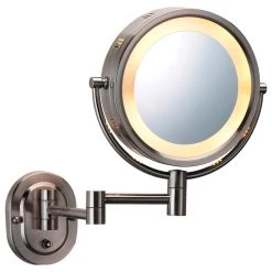 SEE ALL INDUSTRIES Modern Wall Mounted Nickel Make-Up Mirror, Direct Hardwiring