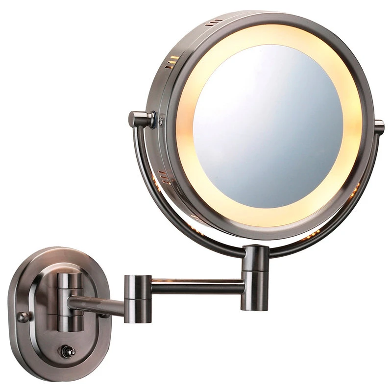 SEE ALL INDUSTRIES Modern Wall Mounted Nickel Make-Up Mirror, Direct Hardwiring 3 SEE ALL INDUSTRIES Modern Wall Mounted Nickel Make-Up Mirror, Direct Hardwiring
