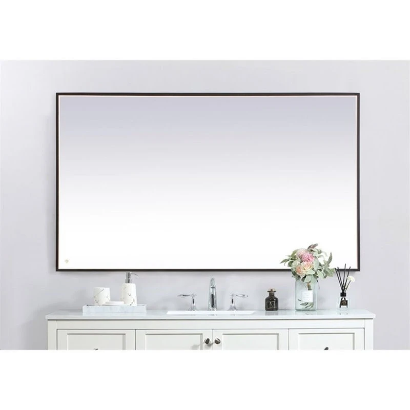 Elegant Furniture & Lighting Elegant Decor Pier 42x72" Modern Aluminum LED Mirror In Black 4 Elegant Furniture & Lighting Elegant Decor Pier 42x72" Modern Aluminum LED Mirror In Black - Image 2