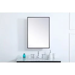 Elegant Furniture & Lighting Elegant Decor Wyn 20x28" Metal And MDF Mirror Medicine Cabinet In Black -Laural Home Shop 74d1b6e503c63b75 3151 w800 h800 b0 p0