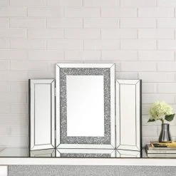 Acme Furniture Noralie Mirror With LED, Mirrored And Faux Diamonds -Laural Home Shop 74e16ddb0fadeee7 9200 w800 h800 b0 p0