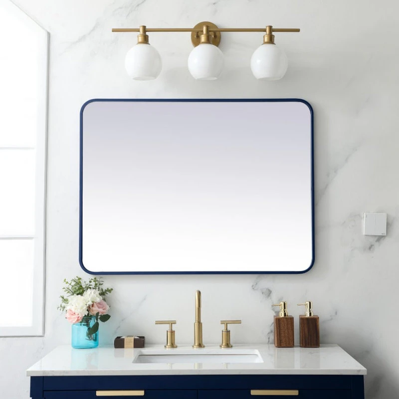 Elegant Furniture & Lighting Ellis Soft Corner Metal Rectangular Mirror, Blue, 27"x36" 4 Elegant Furniture & Lighting Ellis Soft Corner Metal Rectangular Mirror, Blue, 27"x36" - Image 2
