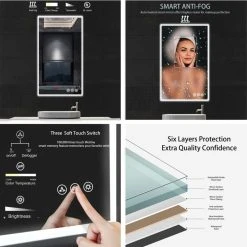 Blossom Kitchen & Bath Supply Fogless, Dimmable, Color Temperature Adjustable LED Mirror, 21x36 -Laural Home Shop 7531ac390e4ff29e 9637 w800 h800 b0 p0