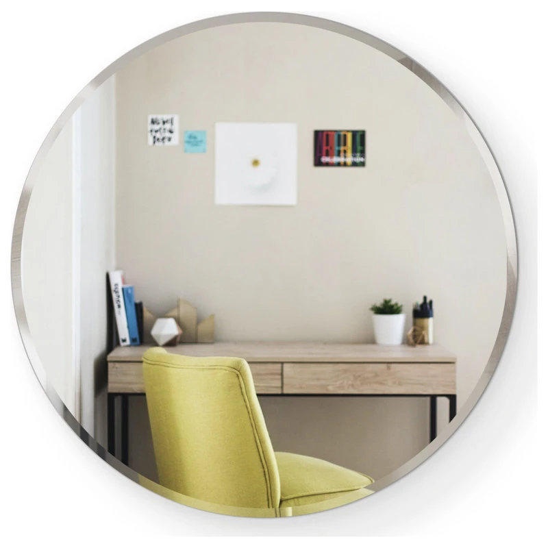 Fab Glass And Mirror Round Beveled Polished Frameless Wall Mirror With Hooks, 24" 3 Fab Glass And Mirror Round Beveled Polished Frameless Wall Mirror With Hooks, 24"