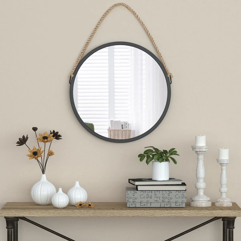 AE Bath Signature Bolan Black Framed Round Mirror With Rope 6 AE Bath Signature Bolan Black Framed Round Mirror With Rope - Image 4