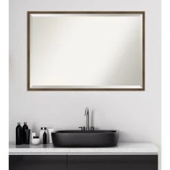 Amanti Art Lucie Light Bronze Beveled Wood Bathroom Wall Mirror - 37 X 25 In. -Laural Home Shop 76a11c860e3d6b74 6645 w800 h800 b0 p0
