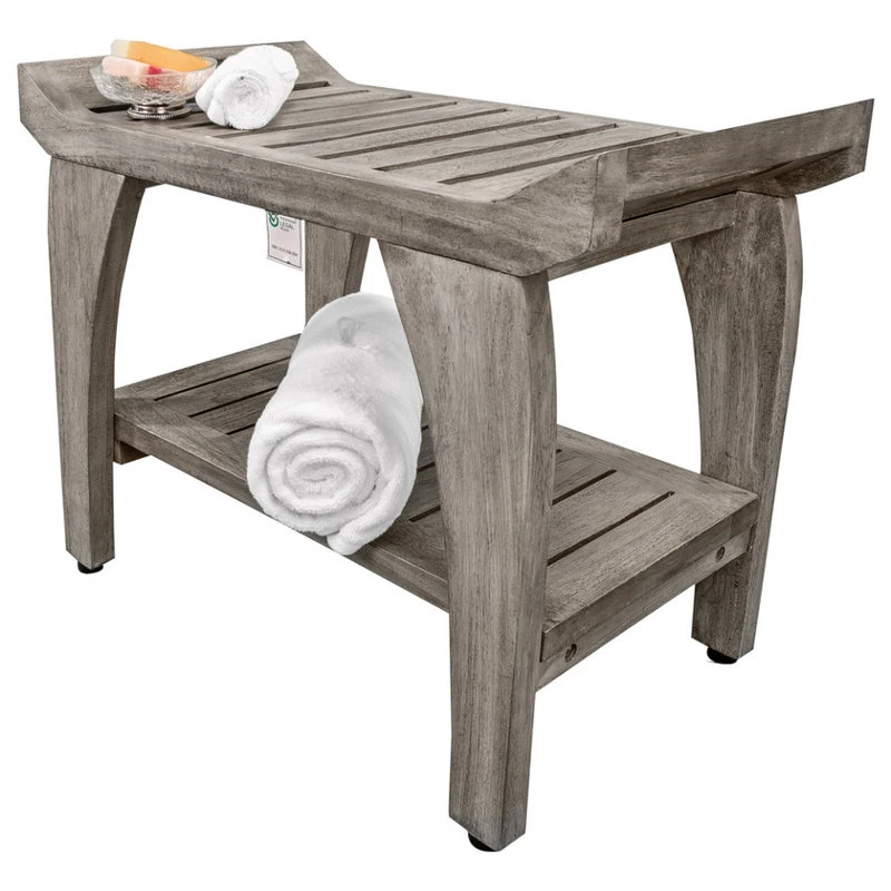 DecoTeak CoastalVogue Tranquility 24" Wide ShowerBench GR156, Gray 14 DecoTeak CoastalVogue Tranquility 24" Wide ShowerBench GR156, Gray - Image 12