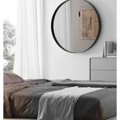 Mirrona LLC Decorative Round Mirror, Black, 24 -Laural Home Shop 78311e7f02867fd4 2337 w800 h800 b0 p0