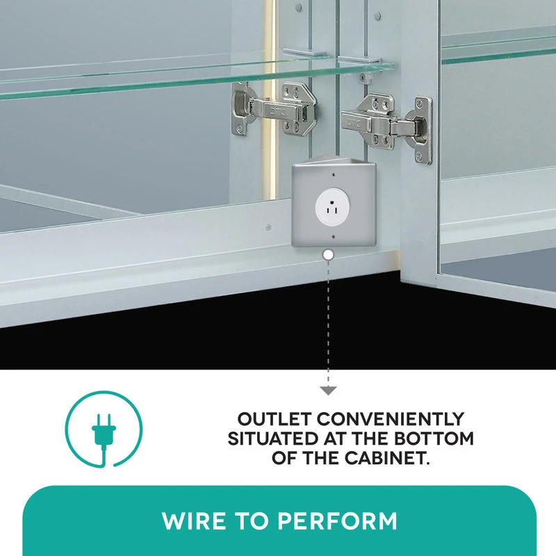 Fine Fixtures LED Recessed/Surface Mount Medicine Cabinet, Aluminum, 20"x30", Right Hand Door 13 Fine Fixtures LED Recessed/Surface Mount Medicine Cabinet, Aluminum, 20"x30", Right Hand Door - Image 11