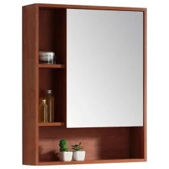 Fine Fixtures, Surface Mount Bathroom Medicine Cabinet, Walnut, 24", Right Door