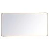 Elegant Furniture & Lighting Ellis Soft Corner Metal Rectangular Mirror, Brass, 30"x60"