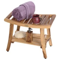 EcoDecors EarthyTeak Harmony 24" Teak Shower Bench With Shelf And LiftAide Arms -Laural Home Shop 7a21147c0a2ed41c 8237 w800 h800 b1 p0