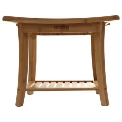 W. C. Redmon Co Bamboo Shower Gentle Curve Seat With Side Handles And Shelf