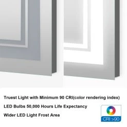 Wellfor Frameless LED Lighted Dimmable Bathroom Vanity Mirror With Defogger, 60"x28" -Laural Home Shop 7aa129d602fdebe5 7338 w800 h800 b0 p0