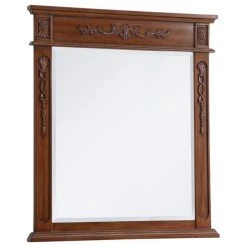 Elegant Furniture & Lighting Elegant Decor Danville 36" X 32" Wood Bathroom Mirror In Distressed Brown Teak -Laural Home Shop 7af1687003a7e64f 3309 w800 h800 b1 p0