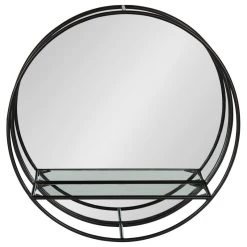 Uniek Kei Modern Round Accent Mirror With Shelf, Black 19 Diameter 9 Uniek Kei Modern Round Accent Mirror With Shelf, Black 19 Diameter -Laural Home Shop 7b9166580d5fec44 4981 w800 h800 b1 p0