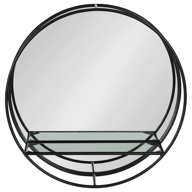 Uniek Kei Modern Round Accent Mirror With Shelf, Black 19 Diameter 5 Uniek Kei Modern Round Accent Mirror With Shelf, Black 19 Diameter - Image 3
