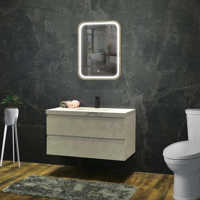 Vanity Art LLC Large Rounded Corner LED Lighted Bath Vanity Mirror, Gold, 24" X 31.5" 4 Vanity Art LLC Large Rounded Corner LED Lighted Bath Vanity Mirror, Gold, 24" X 31.5" - Image 2