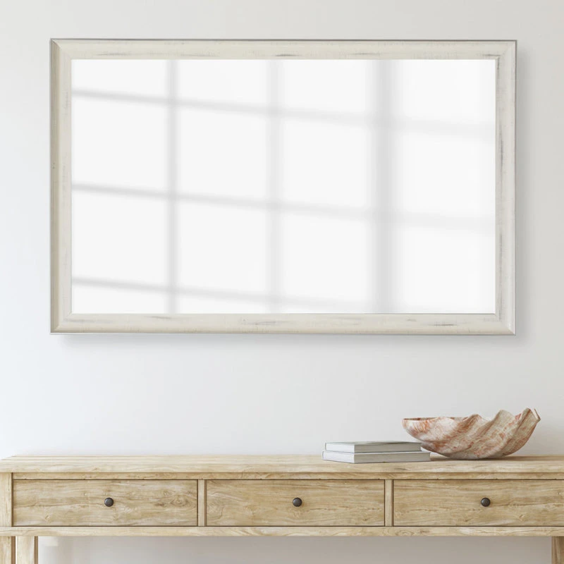 FrameMyMirror Warren White Framed Mirror, 20" X 36" 3 FrameMyMirror Warren White Framed Mirror, 20" X 36"