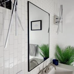 Decor Wonderland Vanta Metal Framed Wall Mirror With Dual Mounting Brackets, Black, 39.5 In. X 29 -Laural Home Shop 7c81d11100495c73 8384 w800 h800 b0 p0