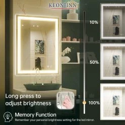 Keonjinn 3-Colors LED Bathroom Mirror, Anti-Fog Memory Dimmable, Sliver, 36x28 -Laural Home Shop 7cd1188b030e23f1 3695 w800 h800 b0 p0