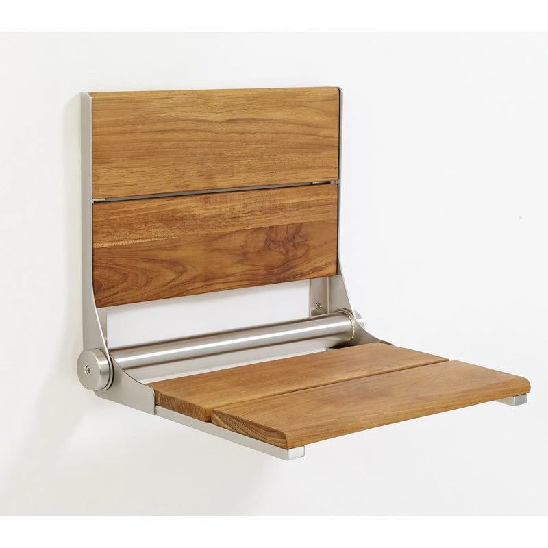 Grab Bar Specialists Life Line Series, Contour Shower Seats, Teak, 26", Brushed Nickel 4 Grab Bar Specialists Life Line Series, Contour Shower Seats, Teak, 26", Brushed Nickel - Image 2