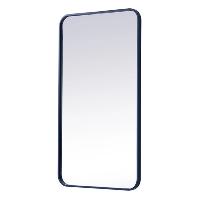 Elegant Furniture & Lighting Elegant Decor Evermore 20x36" Soft Corner Metal Rectangular Mirror In Blue 6 Elegant Furniture & Lighting Elegant Decor Evermore 20x36" Soft Corner Metal Rectangular Mirror In Blue - Image 4