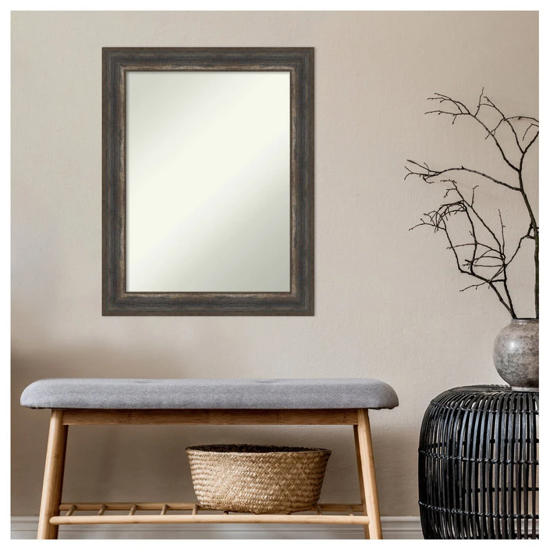 Amanti Art Alta Rustic Char Non-Beveled Bathroom Wall Mirror - 22.5 X 28.5 In. 7 Amanti Art Alta Rustic Char Non-Beveled Bathroom Wall Mirror - 22.5 X 28.5 In. - Image 5