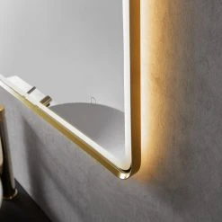 Altair Viaggi Rectangle Framed Bathroom/Vanity LED Wall Mirror, Brushed Gold, 36" -Laural Home Shop 7e21fc32028610ee 8074 w800 h800 b0 p0