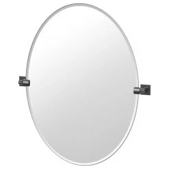 Gatco Fine Bathware Elevate 32" Frameless Oval Mirror, Matte Black