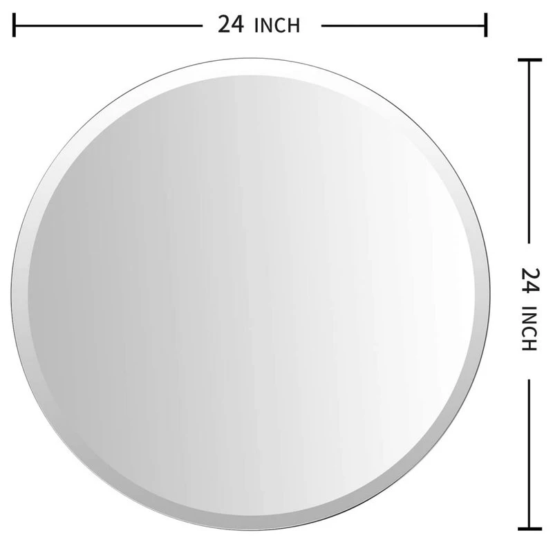 Imtinanz Round Beveled Polished Frameless Wall Mirror For Bathroom 4 Imtinanz Round Beveled Polished Frameless Wall Mirror For Bathroom - Image 2