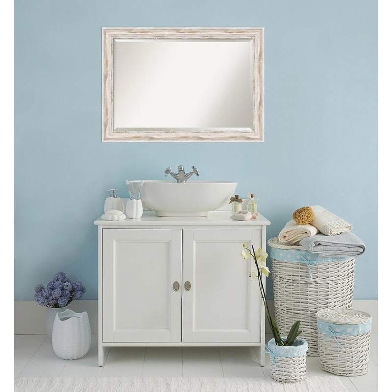 Amanti Art Alexandria White Wash Beveled Wood Bathroom Wall Mirror - 41 X 29 In. 7 Amanti Art Alexandria White Wash Beveled Wood Bathroom Wall Mirror - 41 X 29 In. - Image 5