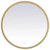Elegant Furniture & Lighting Elegant Decor Pier 21" LED Mirror With Adjustable Color Temperature In Brass