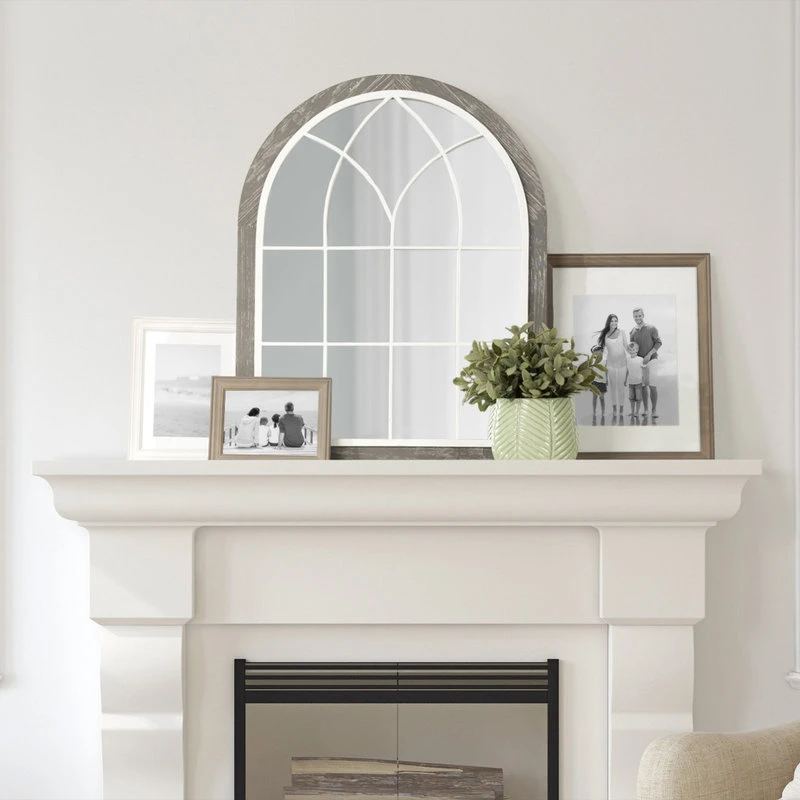 Uniek Nola Framed Windowpane Arch Mirror, Gray 22x28 9 Uniek Nola Framed Windowpane Arch Mirror, Gray 22x28 - Image 7