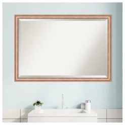Amanti Art Harmony Rose Gold Beveled Wood Bathroom Wall Mirror - 38.5 X 26.5 In. -Laural Home Shop 7f616f880fcfd37e 6786 w800 h800 b1 p0