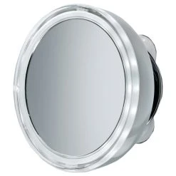 DWBA Bath Collection 5" Round Suction Cup 5x Cosmetic Magnifying LED Light Mirror, Chrome