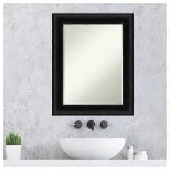 Amanti Art Parlor Black Petite Bevel Bathroom Wall Mirror 23.5 X 29.5 In. -Laural Home Shop 805115b303b790cd 7837 w800 h800 b1 p0
