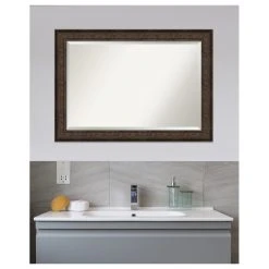 Amanti Art Ridge Bronze Beveled Bathroom Wall Mirror - 41.5 X 29.5 In. -Laural Home Shop 8071beb40d1d1bdd 5305 w800 h800 b1 p0