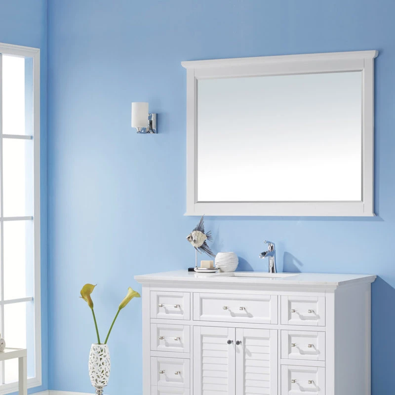 Vinnova Lorna 48" Rectangular Bathroom/Vanity Framed Wall Mirror, White 4 Vinnova Lorna 48" Rectangular Bathroom/Vanity Framed Wall Mirror, White - Image 2