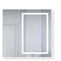 Krugg Reflections 36"x36" LED Medicine Cabinet, Dimmer/Defog, Makeup Mirror, And USB, Right Light