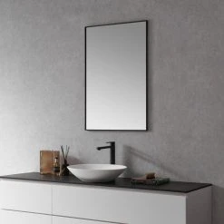 Altair Sassi Rectangle Bathroom/Vanity Aluminum Framed Wall Mirror, Matt Black, 24" -Laural Home Shop 8141c8ba028610f0 4755 w800 h800 b0 p0