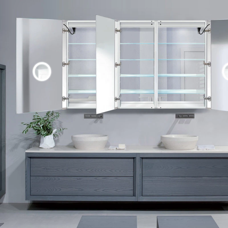 Krugg Reflections USA 66x42 Recessed/Surface Mount Medicine Cabinet 12 Shelves, LED, Left-Left-Right H 7 Krugg Reflections USA 66x42 Recessed/Surface Mount Medicine Cabinet 12 Shelves, LED, Left-Left-Right H - Image 5