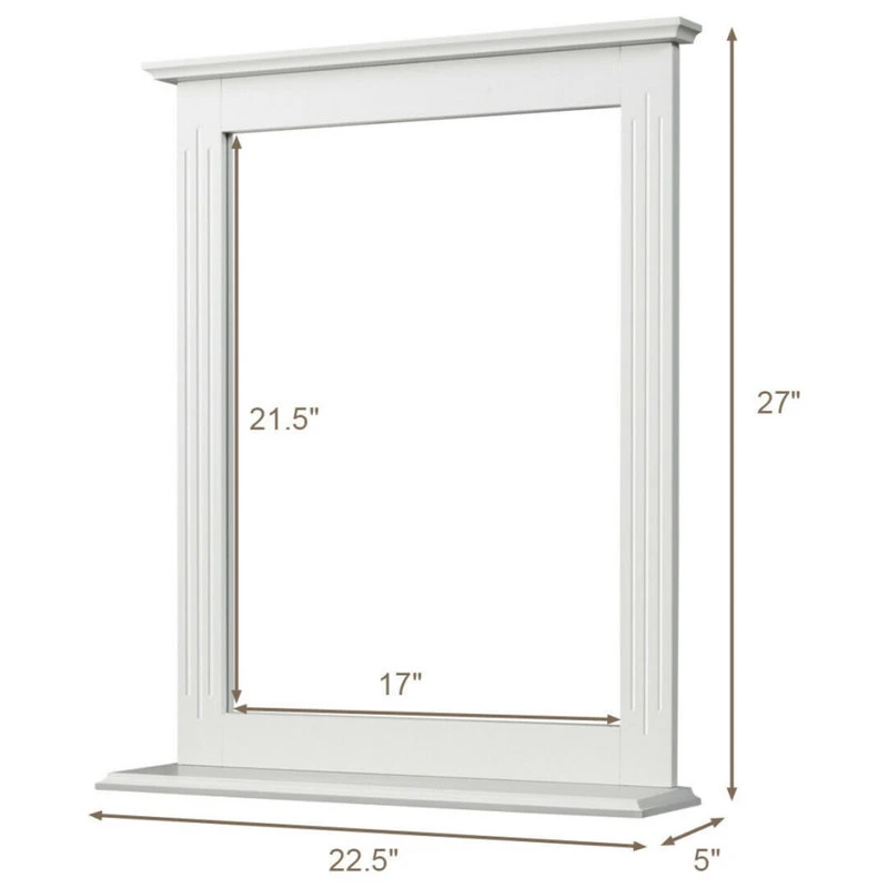 Gymax Bathroom Wall Mirror W/Shelf Square Vanity Makeup Mirror Multipurpose 4 Gymax Bathroom Wall Mirror W/Shelf Square Vanity Makeup Mirror Multipurpose - Image 2