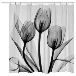 Laural Home Black And White Tulips Shower Curtain